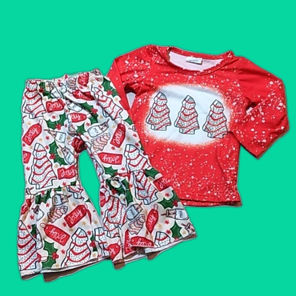 3-6 Months Girls Christmas Cakes Matching Outfit Set